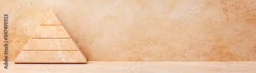 Black History Month minimalist backgrounds concept. Wooden pyramid blocks on a textured background create a minimalist and natural aesthetic.