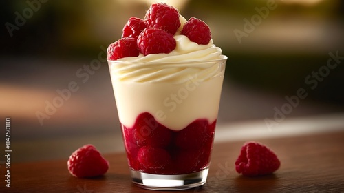 Raspberry Delight: A Creamy Dream Layered with Fresh Raspberries and Rich Vanilla Cream