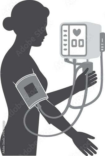 blood pressure machine, silhouette vector art