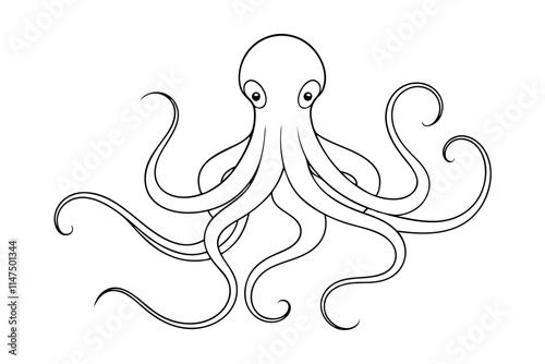 Intricate Line Drawing of Octopus – Vector Art Illustration photo