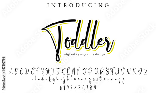 Toddler Font Stylish brush painted an uppercase vector letters, alphabet, typeface