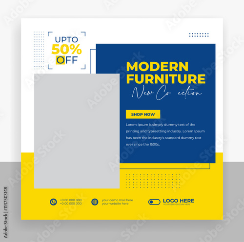 Modern furniture social media post banner template