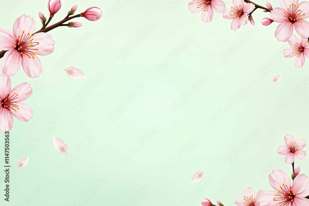 Obraz premium Traditional Japanese Cherry Blossom Frame with Minimalist Design