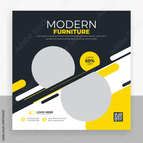 Modern furniture social media post banner template