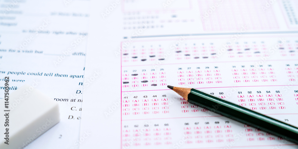 Chinese English Exam answer sheet and a pencil Chinese English Exam answer sheet and a pencil