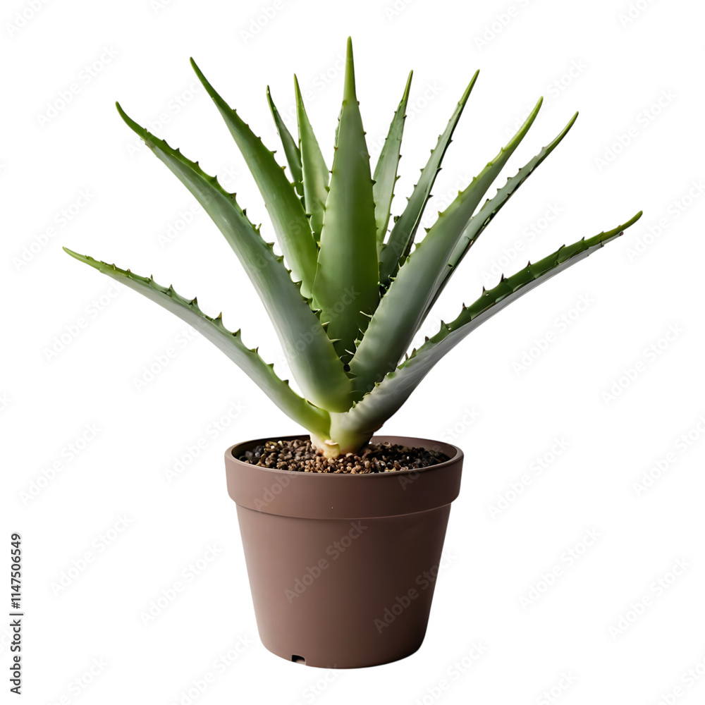 Decorative aloe vera plant in a small white pot. Decorative aloe vera plant in a small white pot.