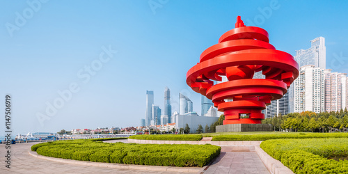 May Wind Sculpture Architecture Scenery at May Fourth Square in Qingdao, Shandong Province, China
 photo