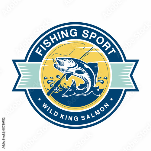 Fishing logo design template illustration . Sport fishing Logo