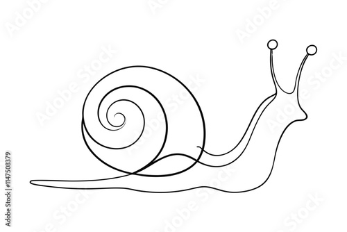 Minimalist Snail Line Drawing Vector  Art