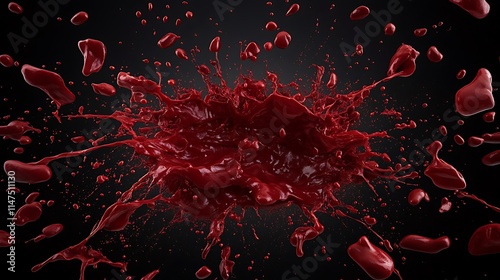 Crimson Chaos: A 3D Render of a Blood Spatter Explosion AI Generated photo