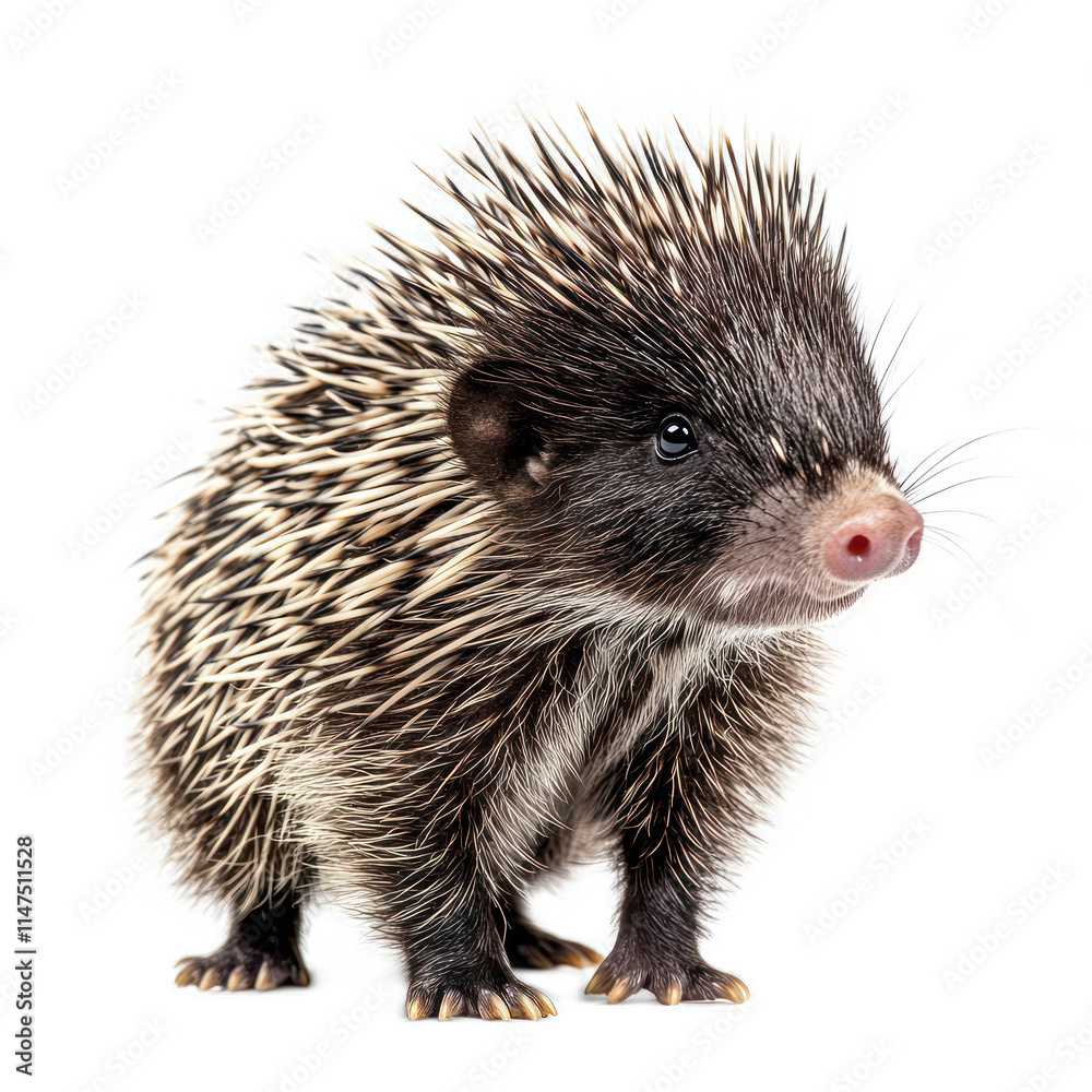 Obraz premium Close-Up View of an Adorable Porcupine with Beautiful Quills in a Studio Setting, Showcasing Its Unique Features and Playful Nature