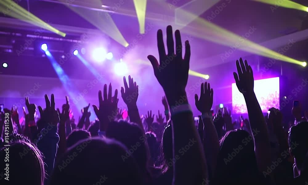 custom made wallpaper toronto digitalAudience at a concert with hands raised in excitement.