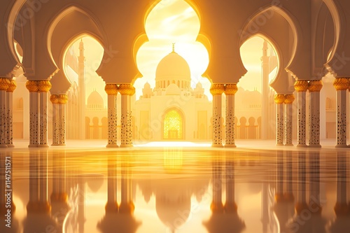 Golden Sunrise Illuminates Grand Mosque Architecture photo