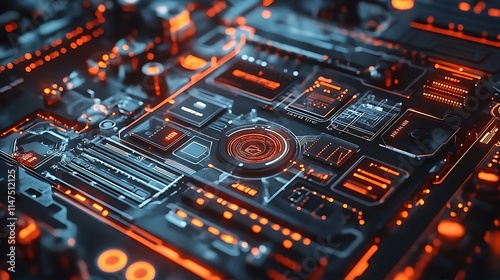 Futuristic circuit board design digital space technology concept