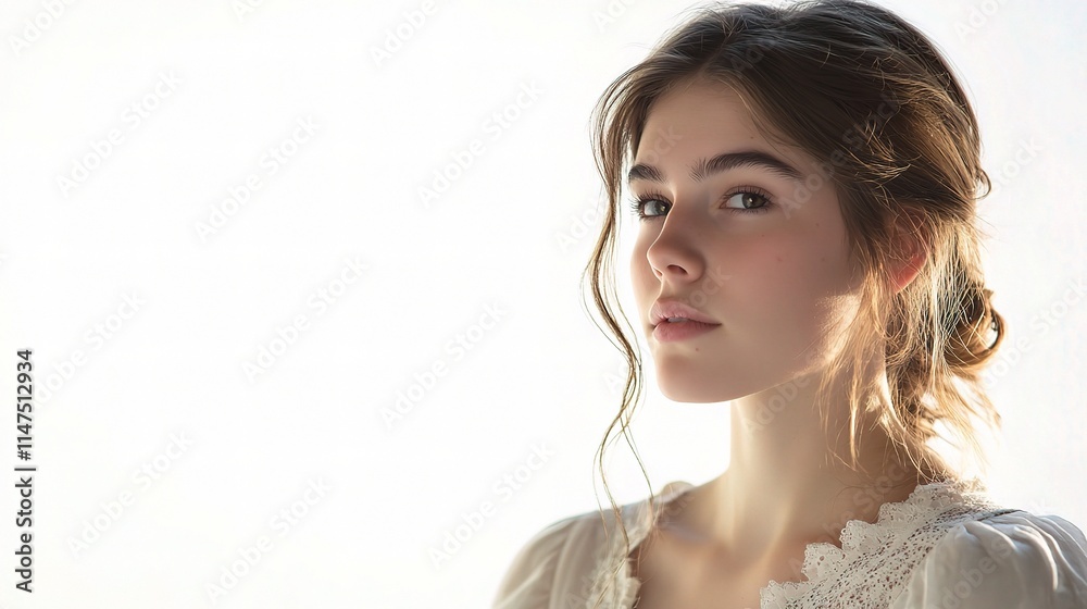 Elegant Portrait of a Young Woman Isolated on White Background Elegant Portrait of a Young Woman Isolated on White Background