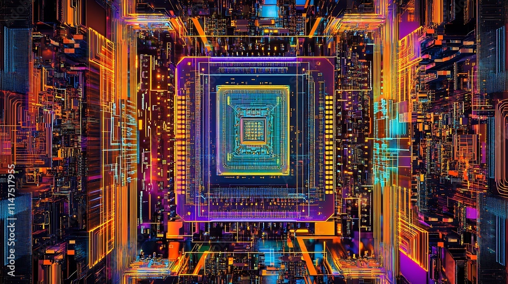 Obraz premium Abstract Digital Circuitry Artistic Rendering