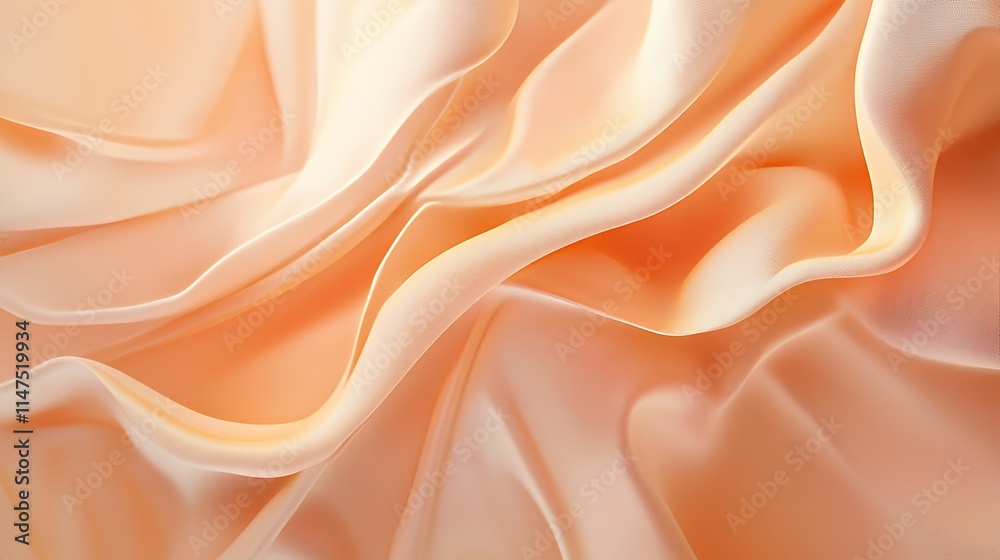 Fototapeta premium Peach Colored Silk Fabric Draped Softly