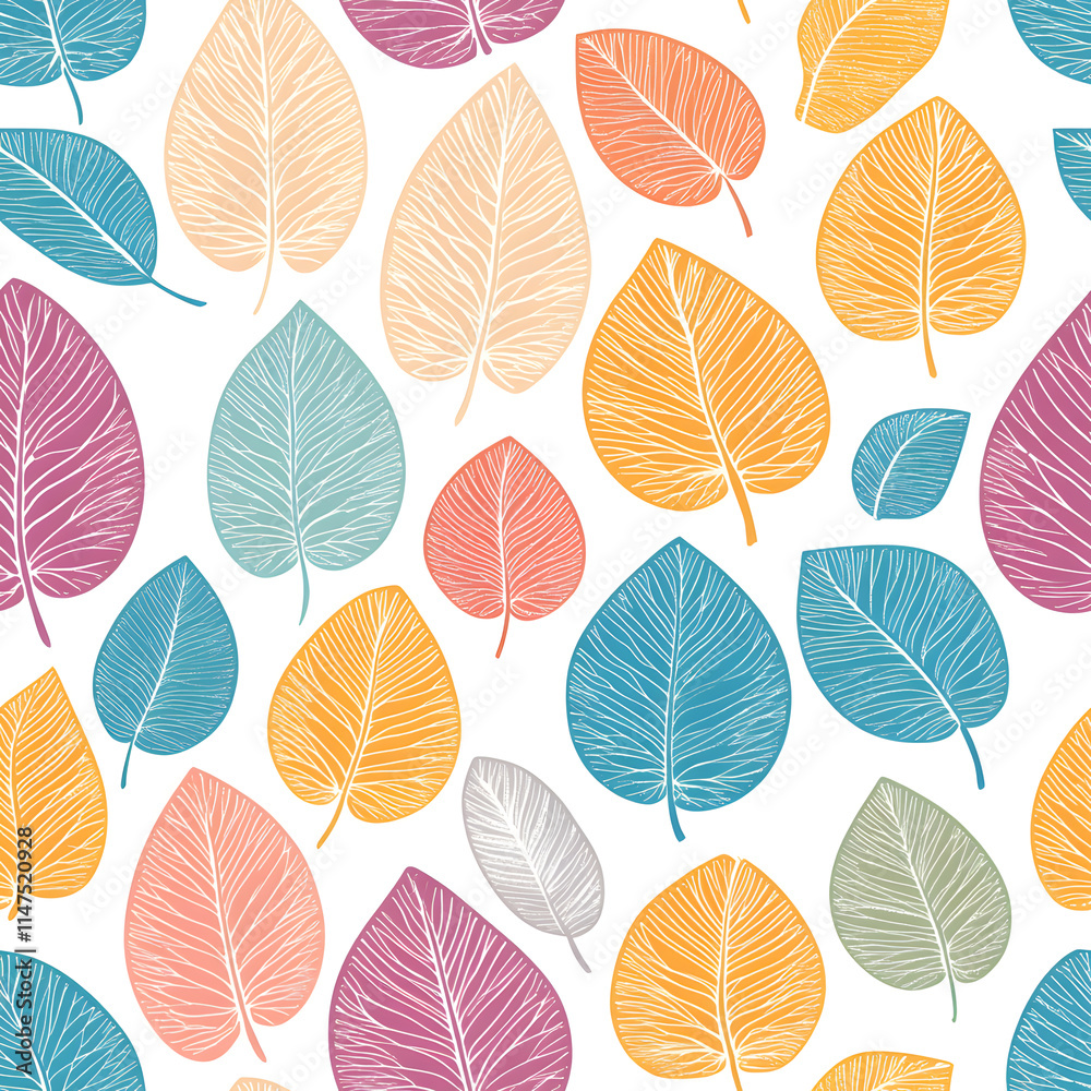 Fototapeta premium floral flower and leaf elements modern doodle illustrator seamless pattern for wallpaper or background