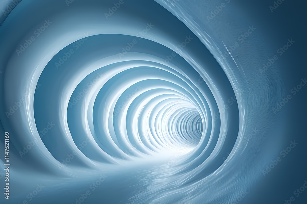 Fototapeta premium Abstract Blue Swirling Tunnel Leading To Light