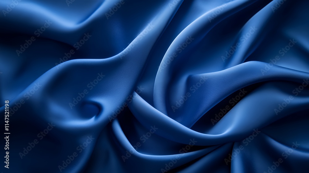 Obraz premium Abstract Draped Blue Fabric Shows Smooth Texture
