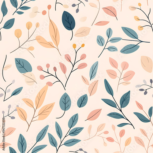 floral flower and leaf elements modern doodle illustrator seamless pattern for wallpaper or background