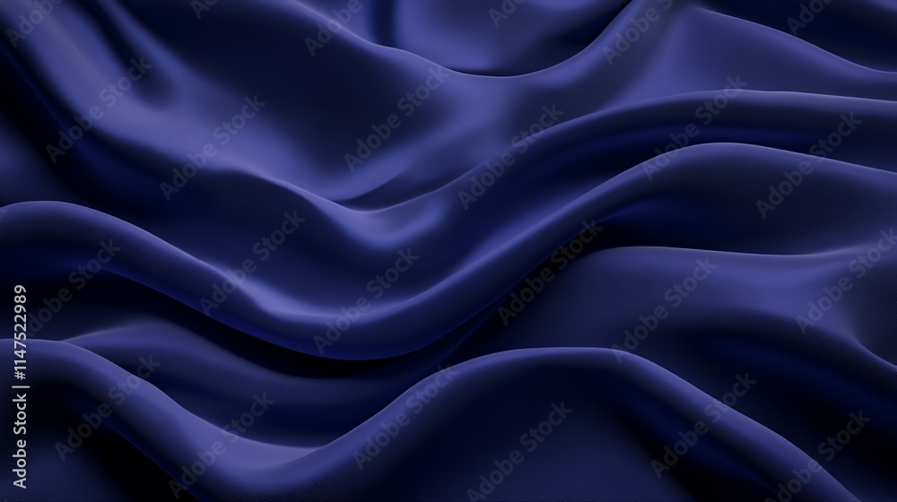 Fototapeta premium Dark Blue Fabric Draped in Soft Waves