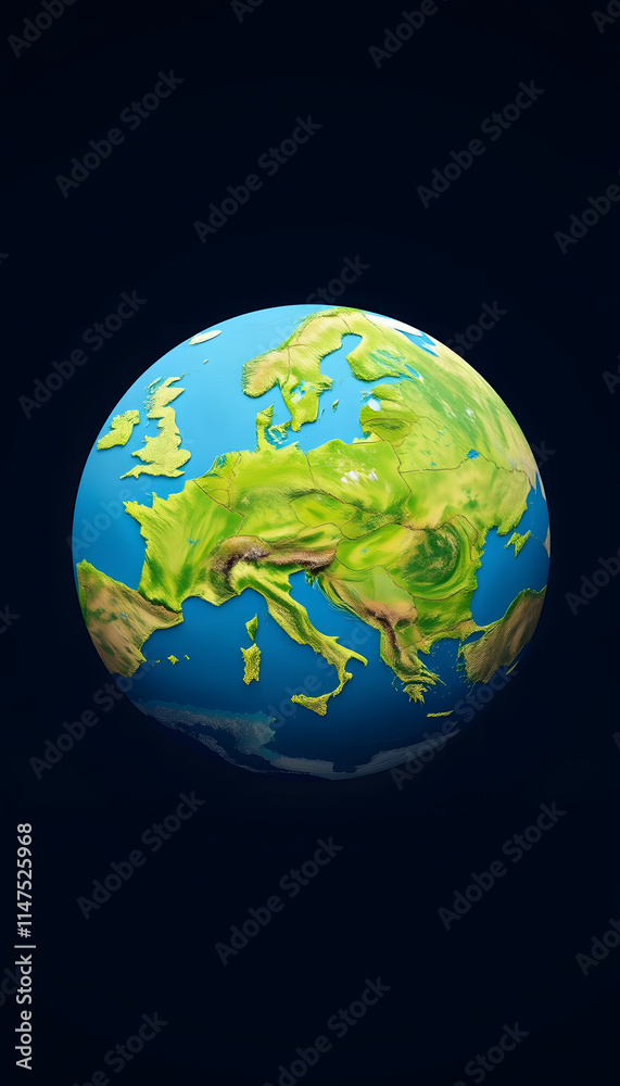 Obraz premium Realistic Earth around Europe, flat design, with white tones