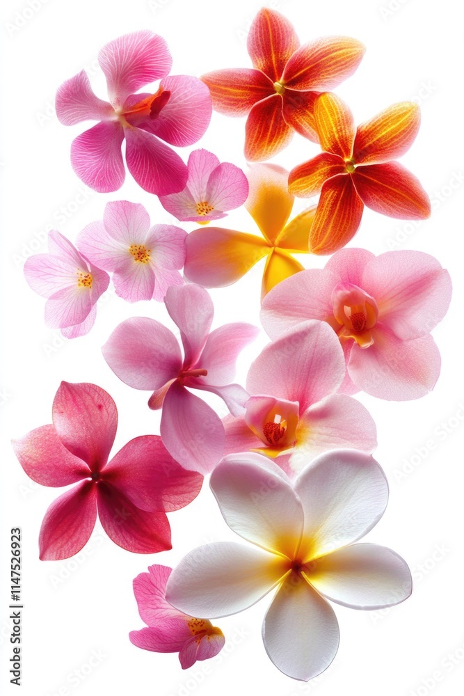 Fototapeta premium Pink and Yellow Flowers on White Surface