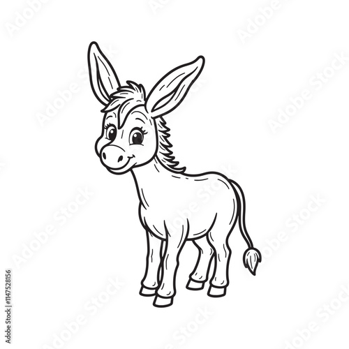Donkey line art on white backgroun