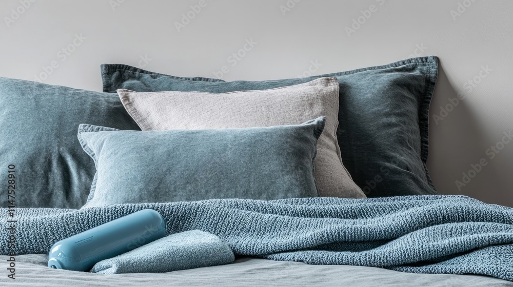 Hot water bottle resting on a cozy bed, providing warmth and comfort during cold nights. Embracing the simple pleasures of home and relaxation Hot water bottle resting on a cozy bed, providing warmth and comfort during cold nights. Embracing the simple pleasures of home and relaxation