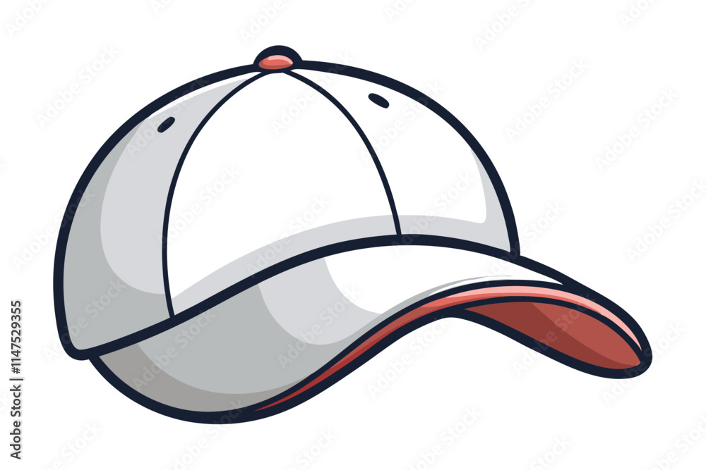Stylish White Baseball Cap in Cartoon Form Vector Art for Apparel and Logos Stylish White Baseball Cap in Cartoon Form Vector Art for Apparel and Logos