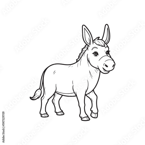 Donkey line art on white backgroun