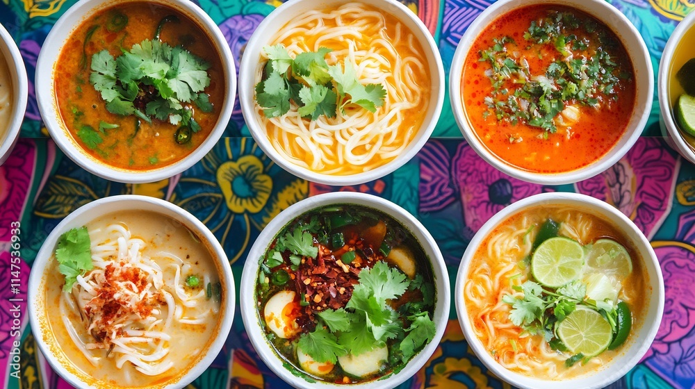 A Colorful Array of Asian Noodle Soups: A Culinary Journey Through Flavor and Texture A Colorful Array of Asian Noodle Soups: A Culinary Journey Through Flavor and Texture