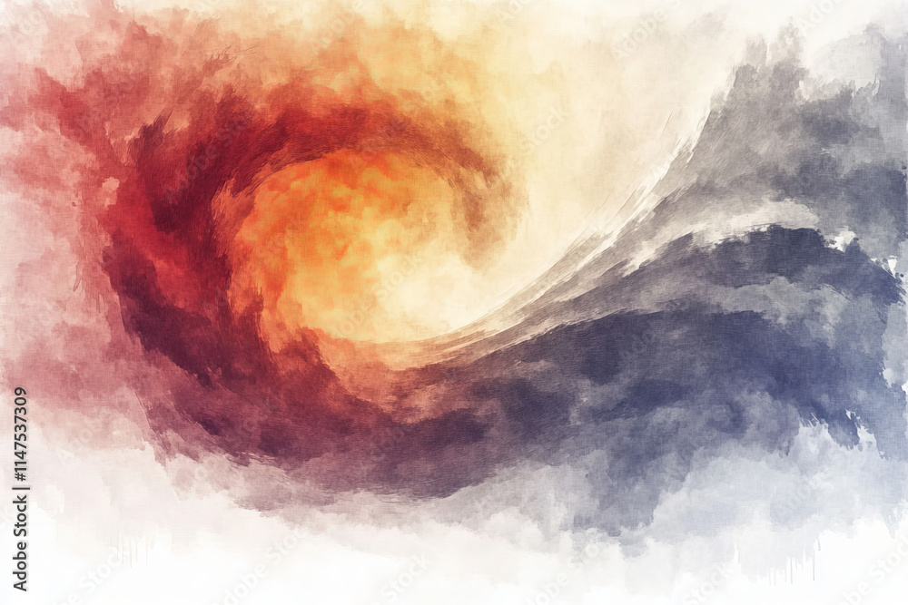 Fototapeta premium Abstract Watercolor Swirl: Temperature Gradient & Atmospheric Profiles