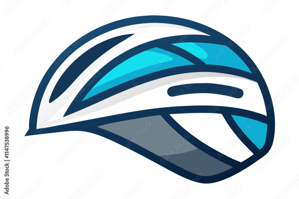 Stylish Cyclist Helmet Icon on White for Safety Awareness Stylish Cyclist Helmet Icon on White for Safety Awareness