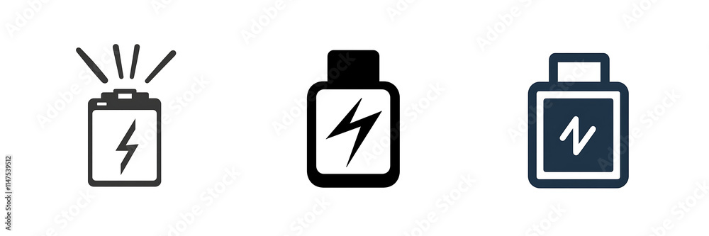 Set of a vector-style battery icon with energy levels, isolated on a transparent background. Set of a vector-style battery icon with energy levels, isolated on a transparent background.