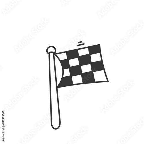 racing rally flag in doodle hand drawing style
