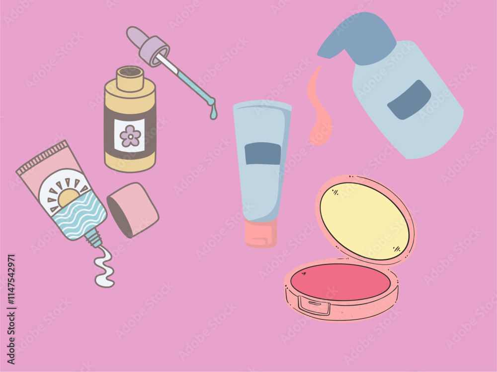 set of cosmetics or skincares