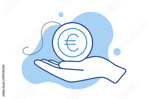 Euro Coin on Hand Icon Design A Visual Symbol of European Currency