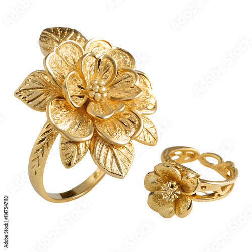 Wallpaper Mural Flower gold jewelry ring 
isolated on white background. transparent PNG
 Torontodigital.ca