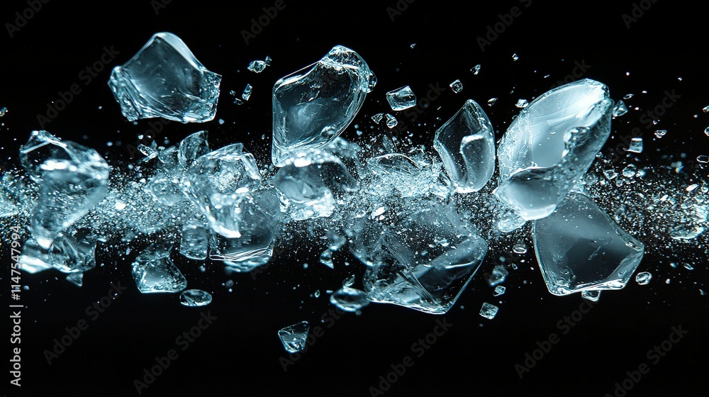 Shattering ice cubes frozen water explosion Shattering ice cubes frozen water explosion