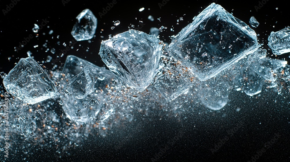 Shattering Ice Cubes Frozen Water Explosion Shattering Ice Cubes Frozen Water Explosion
