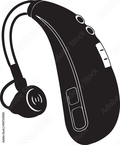 A medical hearing aid device silhouette and vector design