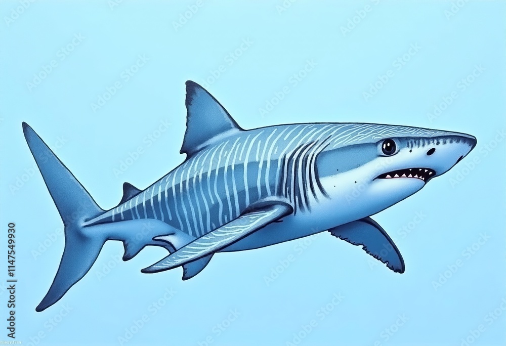 Fototapeta premium Elegant Whale Shark Illustration: Captivating Underwater Art Featuring a Beautiful Blue Backdrop for Nature Lovers