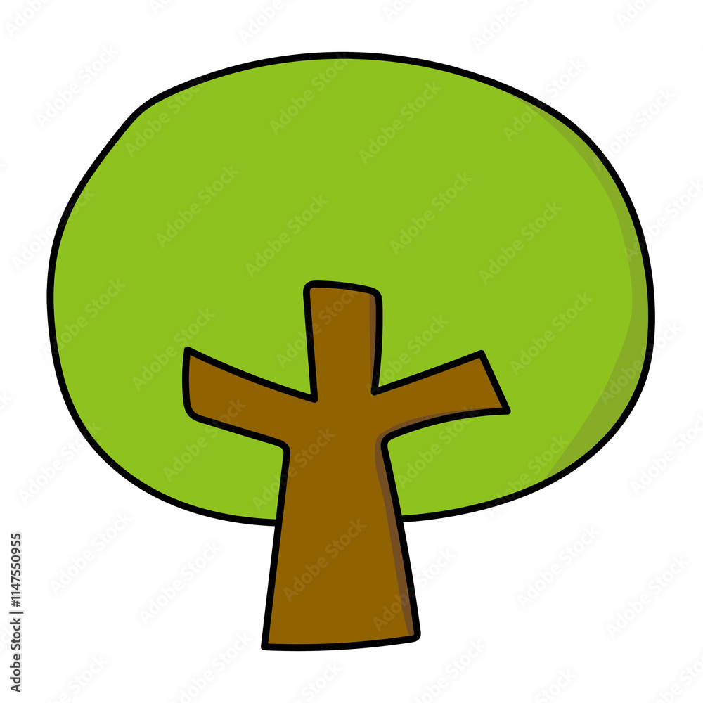 Obraz premium まるくて可愛い黄緑の木