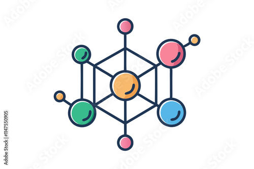 Line Art Icon of Molecule Structure Simplified Biology
