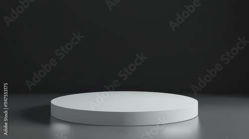 White Cylindrical Platform Against Dark Background