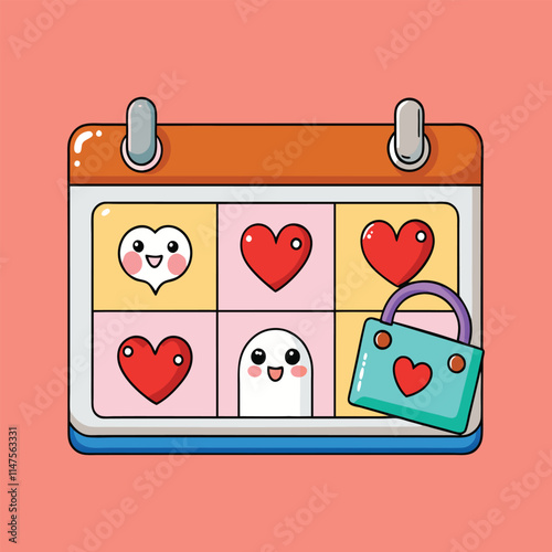 Cute Valentine Calendar Icons for Love-Themed Designs