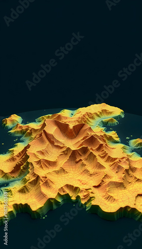GIS lidar map 3D, Model land surface product made after processing aerial data from drone. Generation AI, origami, with white tones