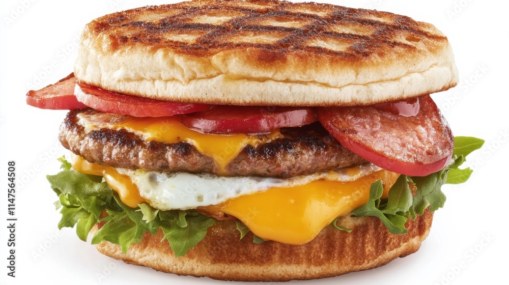 Savory Breakfast Burger with Sausage and Egg Savory Breakfast Burger with Sausage and Egg
